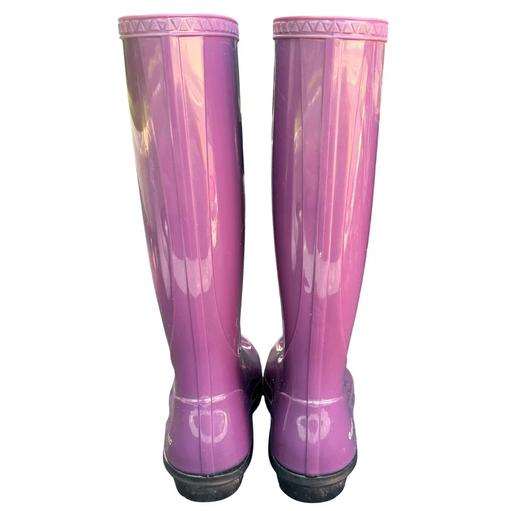 Hi-Tec Paddington Purple Glossy Tall Rubber Rain Boots Womens Size 5 USA Made